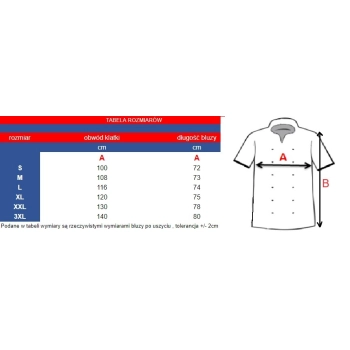 Bluza kucharska biała na napy elastyczna krótki rękaw roz.3XL